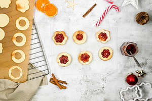 Traditional Linzer Christmas cookies filled with jam. home bakin, a Food & Drink Photo by vimart