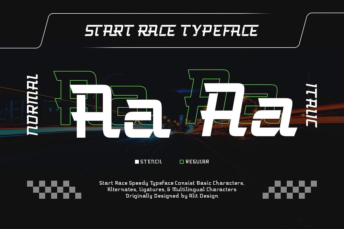 Start Race Typeface, a Script Font by alit design