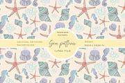 Seamless Sea Life Pattern 1 Jpeg, a Pattern Graphic by NatArt (Thumbnail 1 of 3)