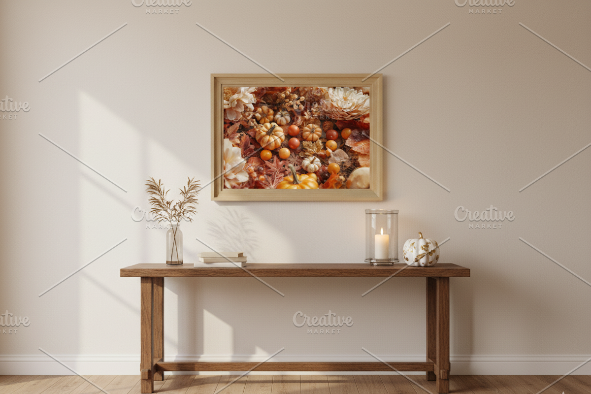 Autumn Pumpkins & Flowers Wall Art, a Background Graphic by Floraphoria (Photo 11 of 12)