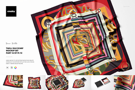 Twill silk Scarf Mockup Set