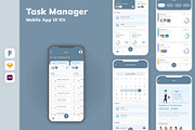 Task Manager Mobile App UI Kit, an UI Kit Template by uicube (Thumbnail 1 of 3)