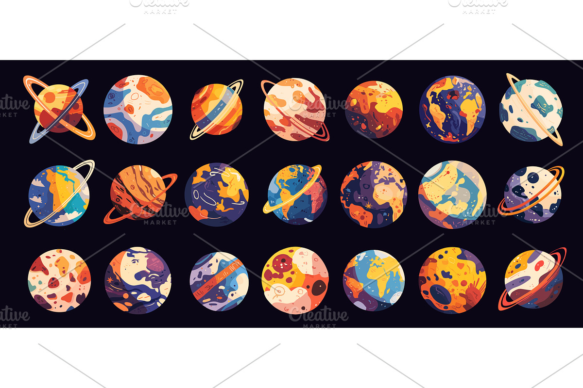Cartoon fantasy planets. Decorative, an Object Illustration by Stock-Smart-Start