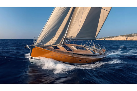 Sailing yacht with tan sails, an Abstract Photo by Sergey Kotenev