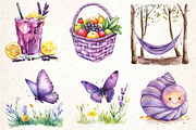 Watercolor Purple Summer Clipart, an Illustration by DreamCafeArt (Thumbnail 3 of 3)