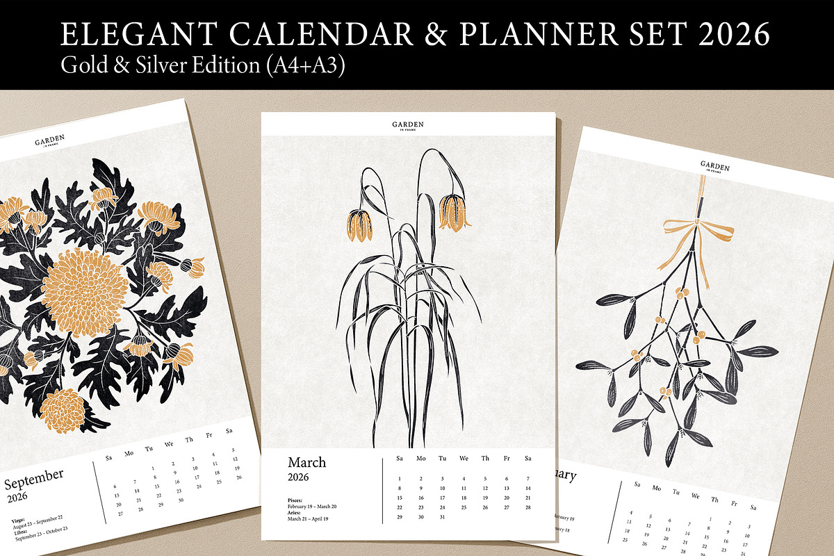 Elegant Calendar & Planner Set 2026, a Stationery Template by Garden in frame (Photo 1 of 8)