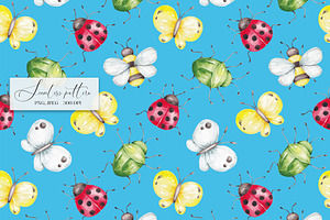 Summer Bugs Seamless Pattern