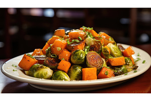 orange sweet potatoes brussel, a Food & Drink Photo by pikepicture