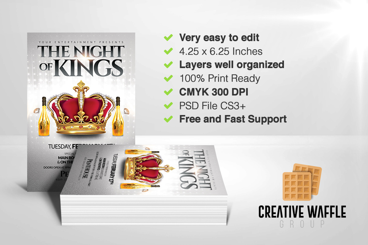 The Night of Kings Flyer Template, a Flyer Template by Creative Waffle (Photo 4 of 5)
