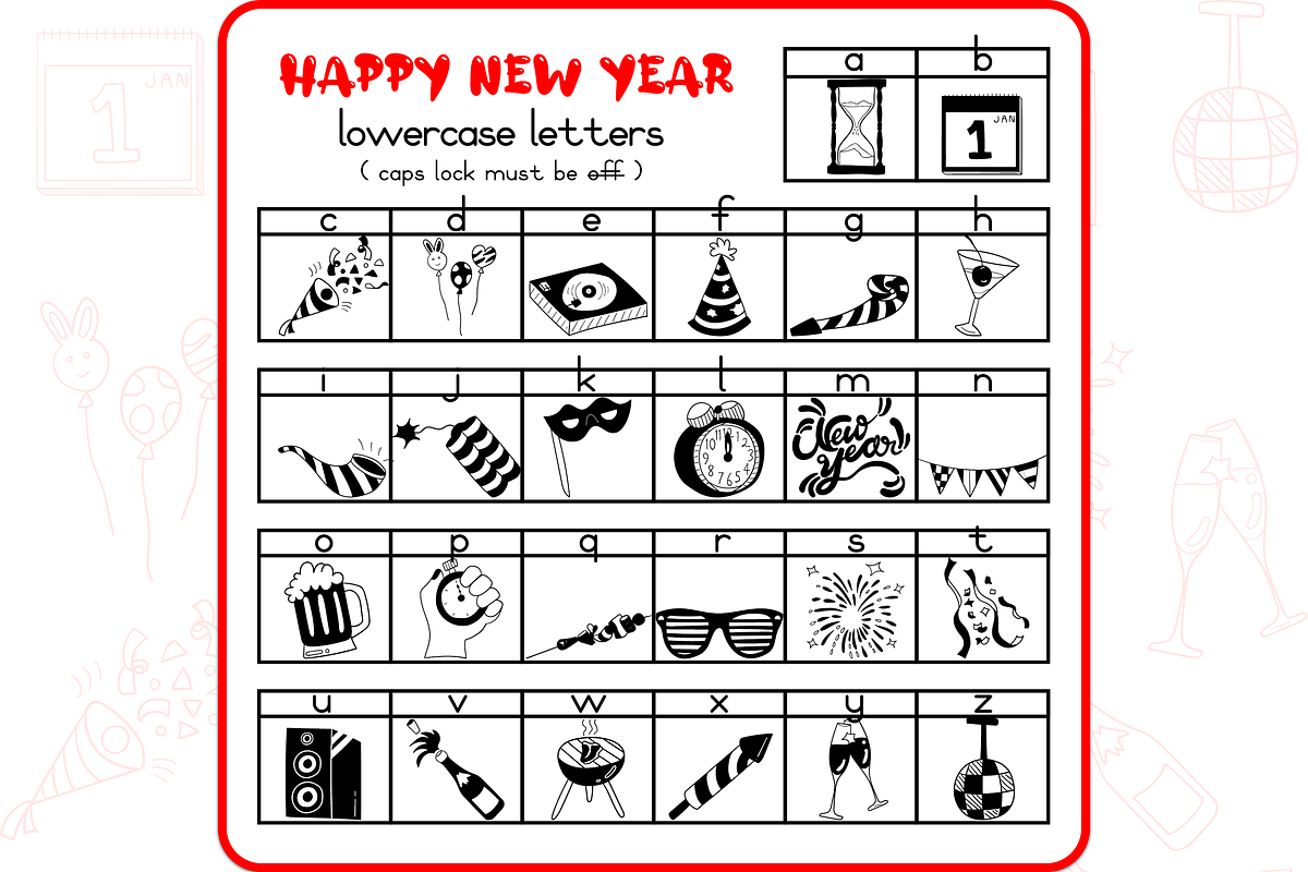 New Year Doodles - Dingbats Font, a Symbol Font by WADLEN (Photo 3 of 8)