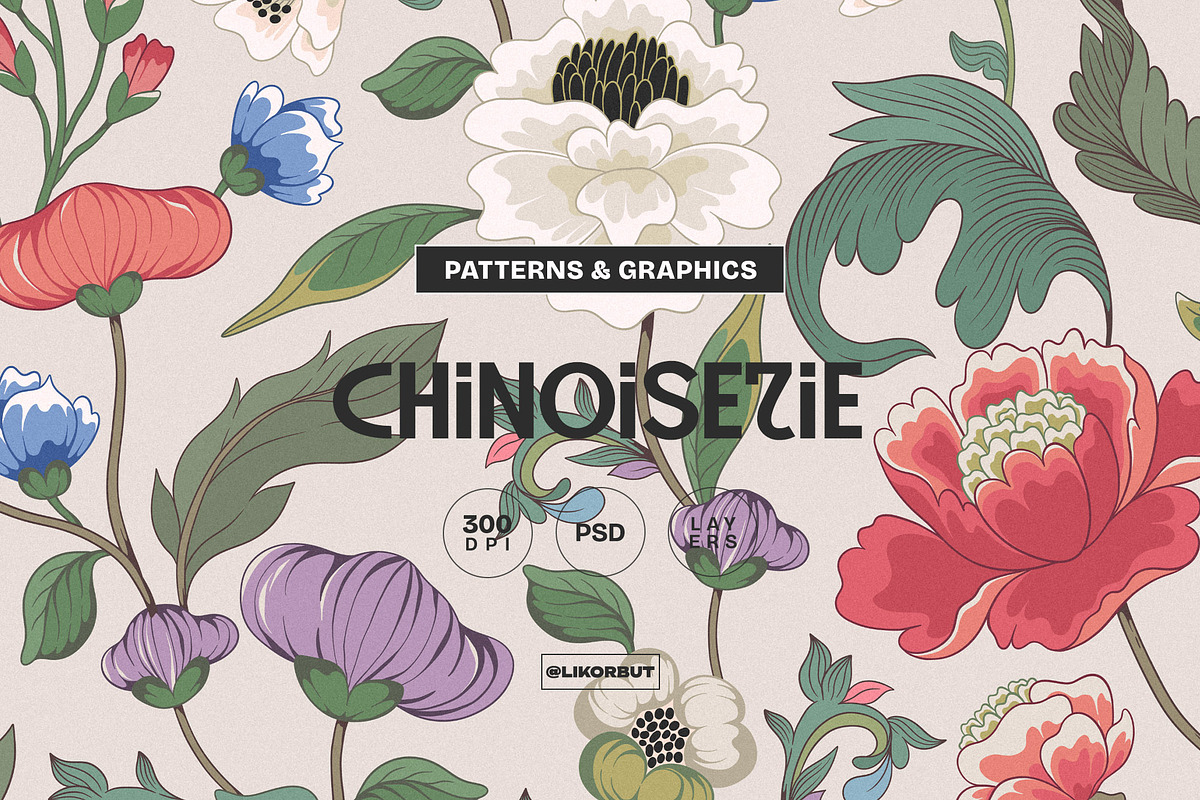 Chinoiserie Floral Pattern & Prints, a Pattern Graphic by likorbut (Photo 1 of 13)