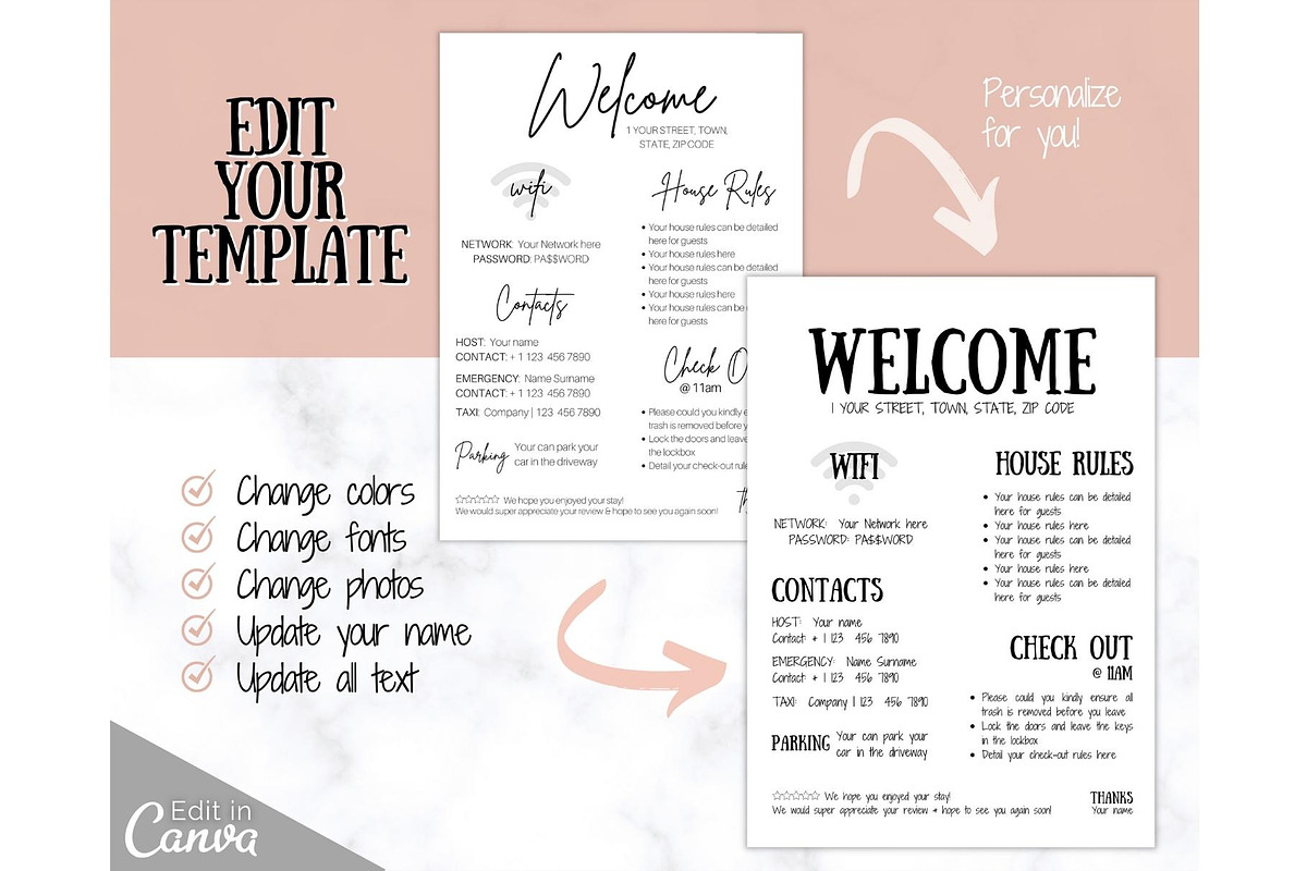 Airbnb Welcome Sign Poster Template, a Poster Template by Templatables (Photo 4 of 7)