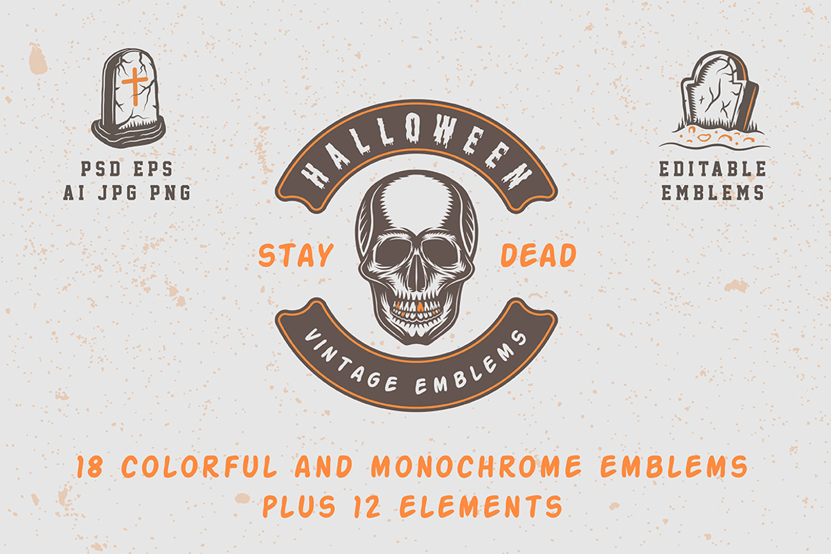 Vintage Halloween Emblems Part 2, a Branding & Logo Template by AkimD (Photo 1 of 5)