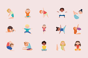 Children Meditating Illustration Set, a Person Illustration by studiogstock