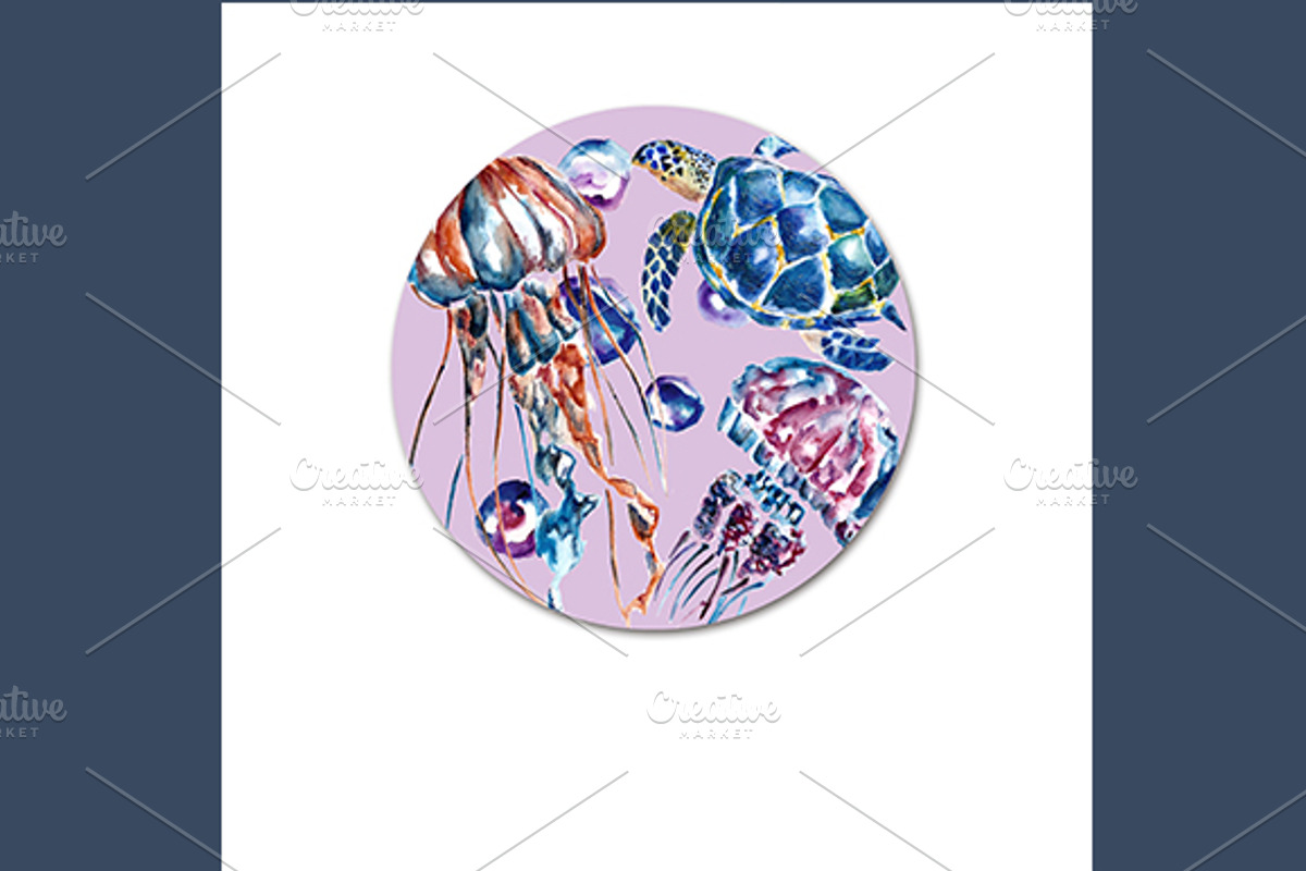 Patterns and set with sea life preview 3