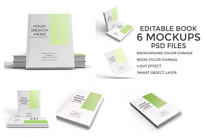 6 scene of Book Mockup PSD Vol.1