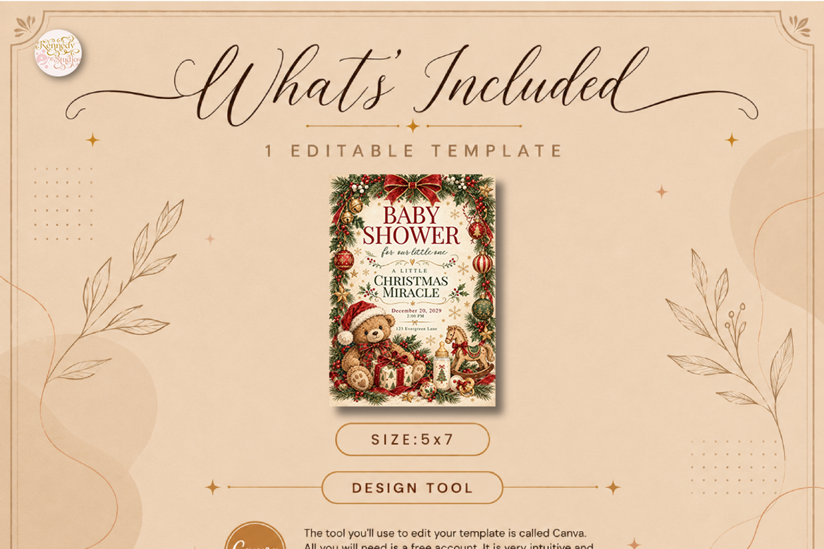 Christmas Baby Shower Canva Template, a Marketing Template by KennedyStudio (Photo 6 of 6)