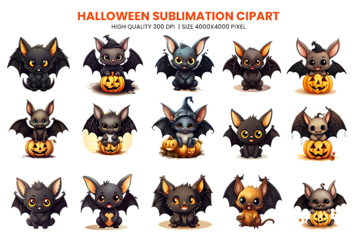 Halloween Bat Sublimation PNG Bundle, a Seasonal Illustration by Creative Arslan (Photo 2 of 9)