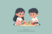 Children Building Sandcastle Cartoon, a Person Illustration by Partikusi Design (Thumbnail 2 of 3)