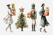 Christmas Watercolor Clipart Bundle, a Seasonal Illustration by Wild Honey Design Co. (Thumbnail 2 of 6)