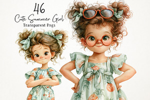 Cute Summer Girl PNG Clipart, a Seasonal Illustration by RobertsArt