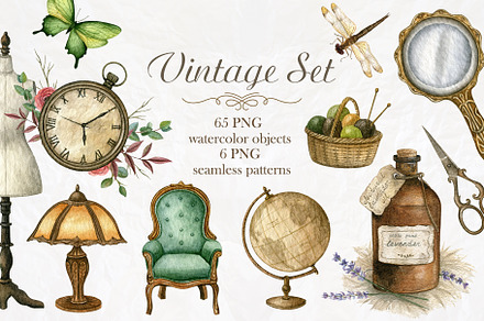 Vintage watercolor set