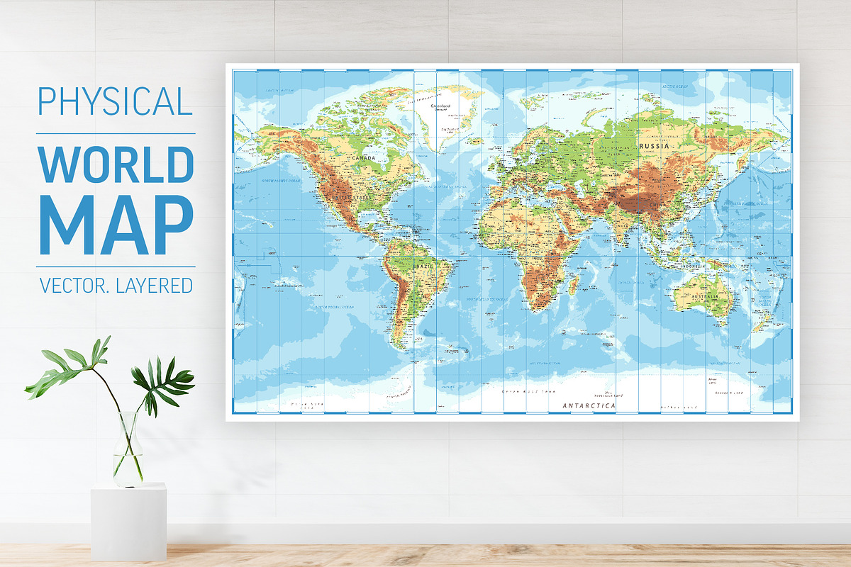 Physical World Map. Vector. Layered, an Education Illustration by ...