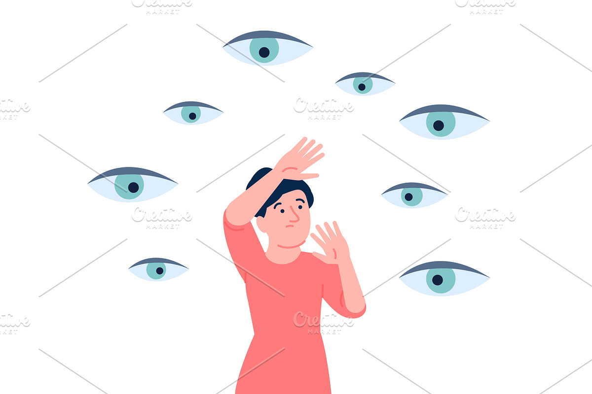 Panic from invisible eyes around, a Healthcare Illustration by LadadikArt