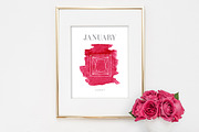January Garnet Birthstone Print, an Illustration by Charming Ink (Thumbnail 1 of 2)