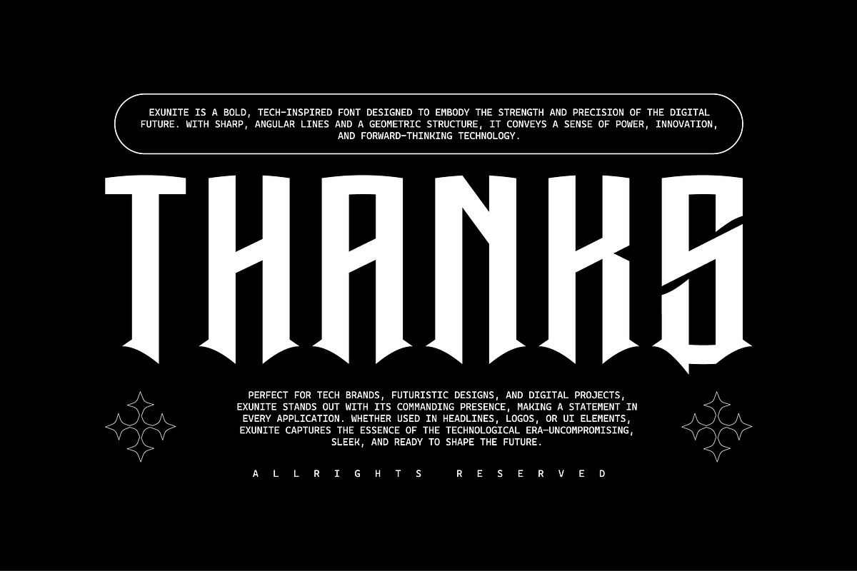 VB Exunite - Futuristic Font, a Serif Font by VALIANTBROTHA (Photo 9 of 9)