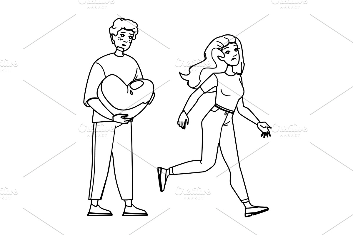 sad unrequited love teen vector, a Person Illustration by pikepicture