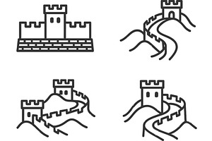 Line icons showcase a medieval, an Object Illustration by ZinetroN