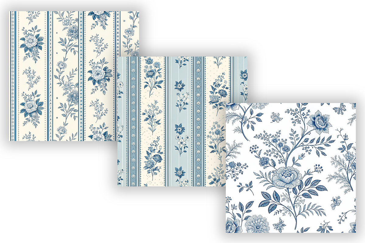 Tiny Blue Toile De Jouy Pattern, a Pattern Graphic by FloridPrintables (Photo 5 of 9)