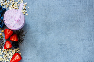 Homemade fruits smoothie featuring above, antioxidant, and berry, a Food & Drink Photo by Yuliya Gontar