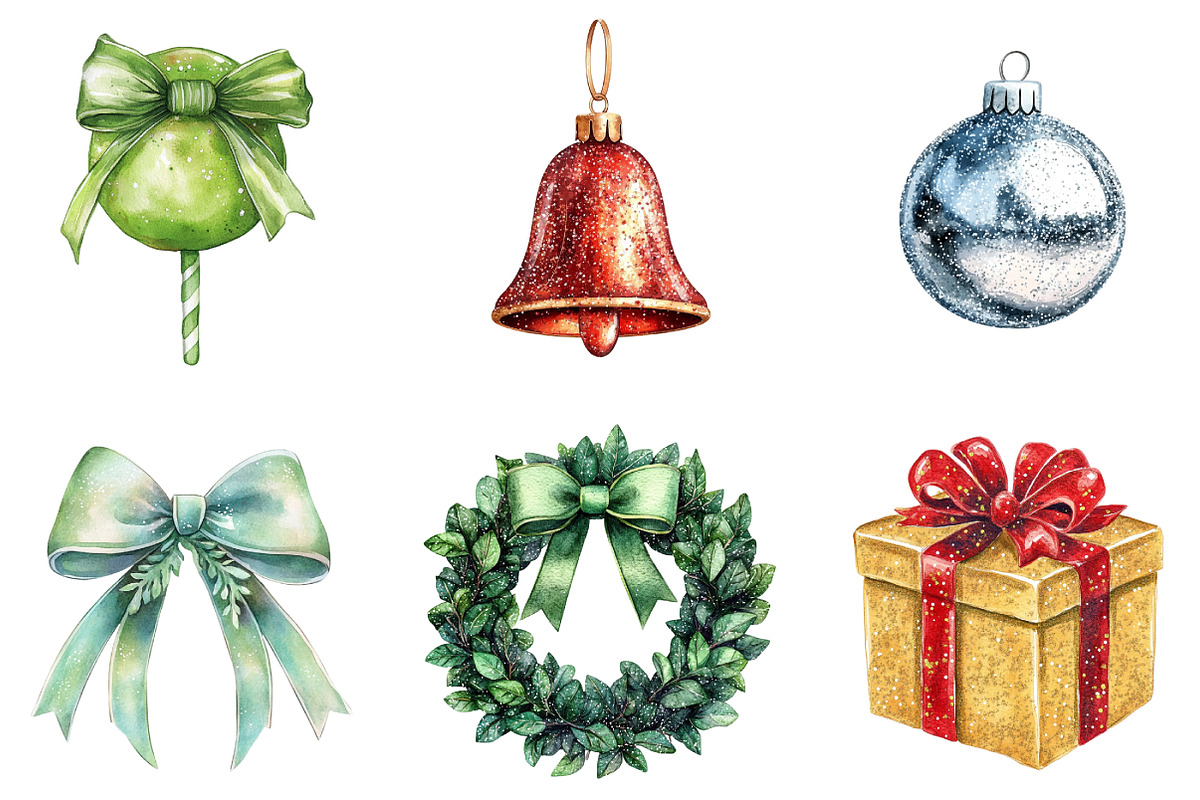 Coquette Gilter Christmas Clipart, an Illustration by DreamArtGraphic (Photo 2 of 4)