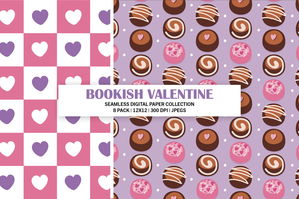 Bookish Valentine Seamless Patterns, a Pattern Graphic by Alanna Messina Design Co (Photo 3 of 8)