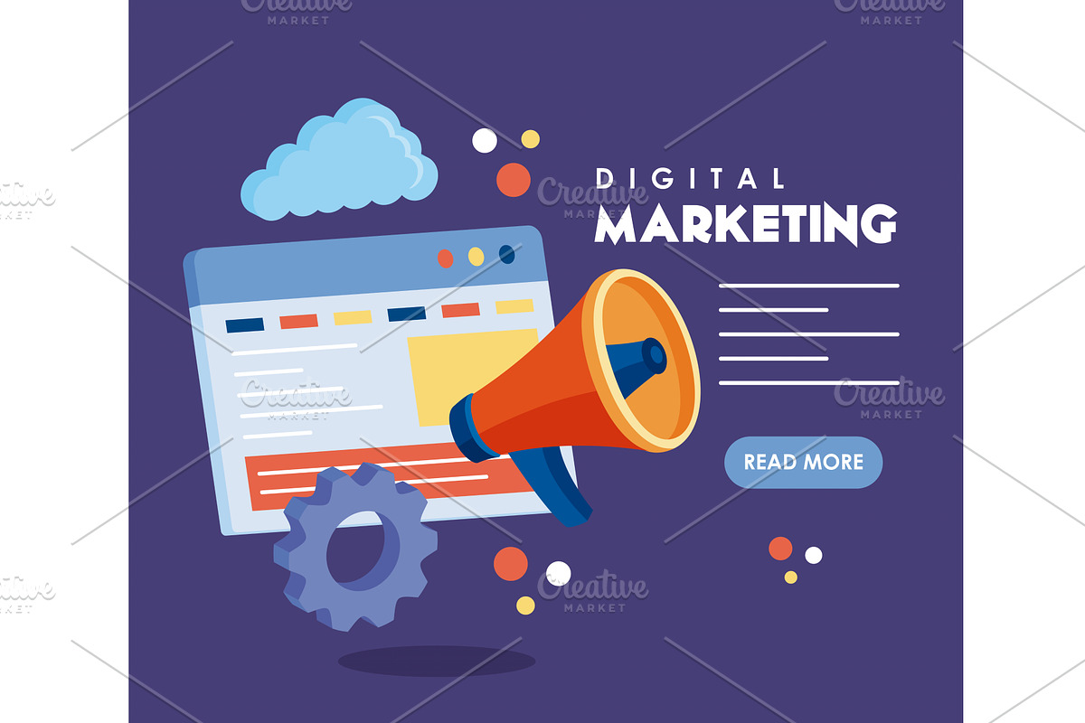 digital marketing lettering poster, a Technology Illustration by studiogstock