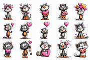 Sweet Valentine Cats & Hearts Clipar, an Illustration by Libby Wishes (Thumbnail 2 of 7)