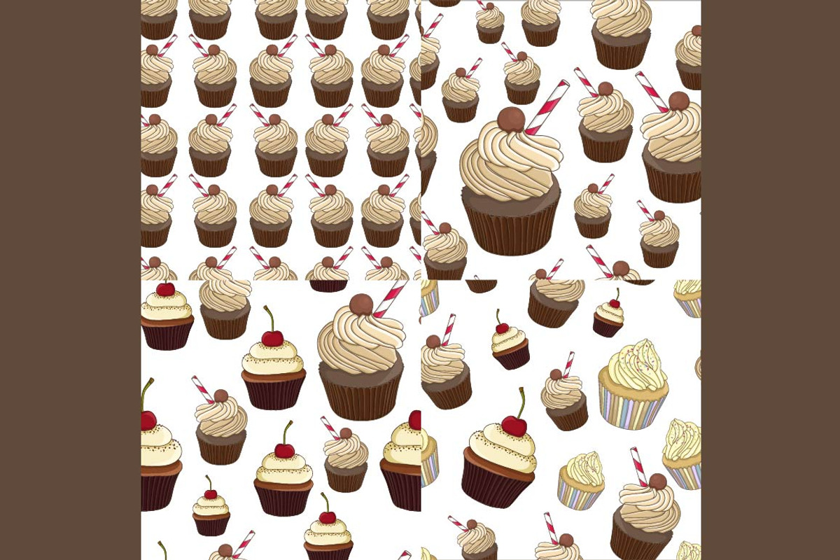 Vector set with cupcakes, a Background Graphic by lycka (Photo 3 of 6)
