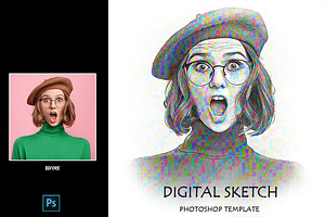 Digital Sketch Glitch Photoshop Temp, a Layer Style Add-On by 3d_model_tifotizi