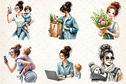 Mother's Day Messy Bun Mom Clipart, a Seasonal Illustration by Rose Art (Thumbnail 4 of 4)