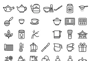 40 Tea Ceremony Outline Icons, an Outline Icon by adenpinkstore