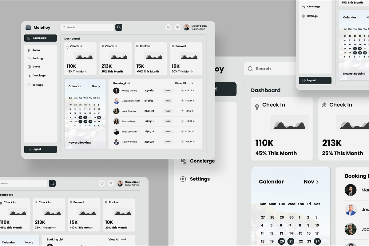Melehoy -  Hotel Booking Dashboard, an UI Kit Template by SquidPixey (Photo 5 of 5)