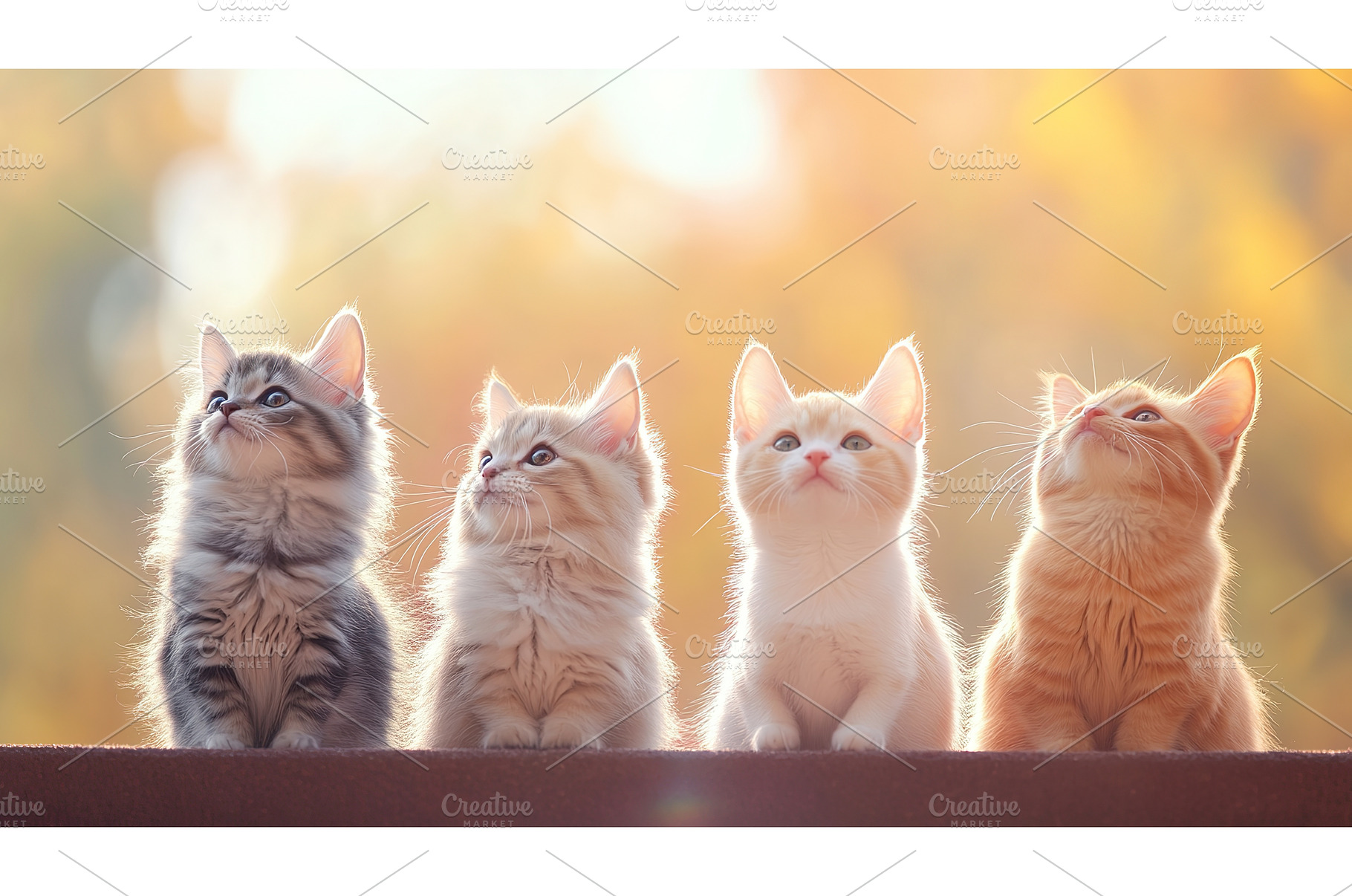 Four Fluffy Kittens Sitting Side-by, an Animal Photo by Lermont51