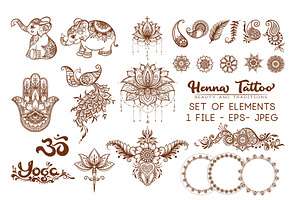 Henna Tattoo Collection, an Object Graphic by Elen-Lane