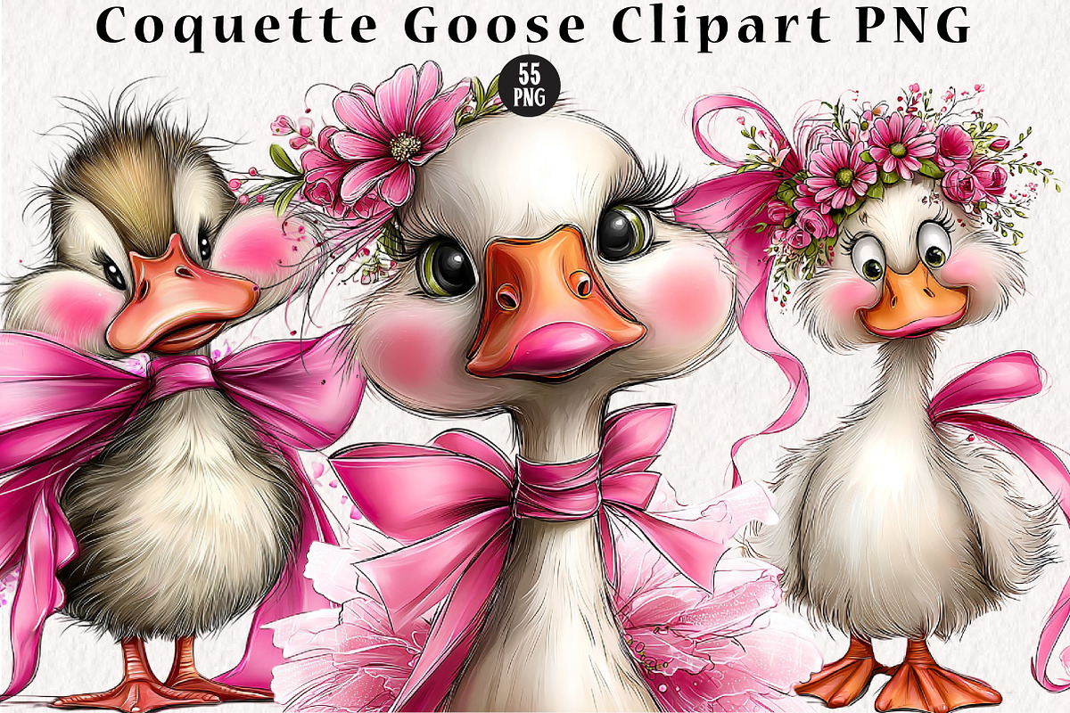 Coquette Goose Clipart PNG, a Seasonal Illustration by CreationArt (Photo 1 of 5)
