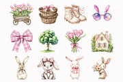 Watercolor Bunny Clipart, a Seasonal Illustration by Design Market (Thumbnail 4 of 5)