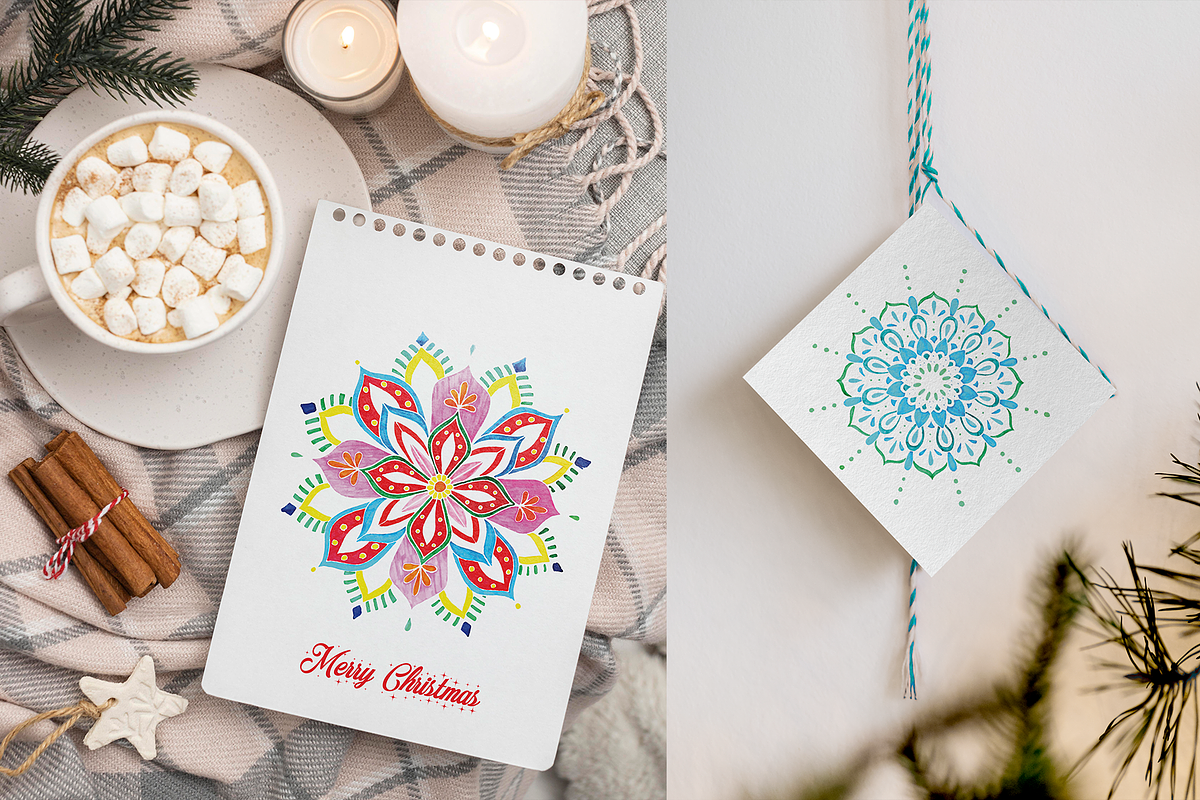 Snowing Mandala Illustrations, an Illustration by maaariabouvier (Photo 5 of 16)