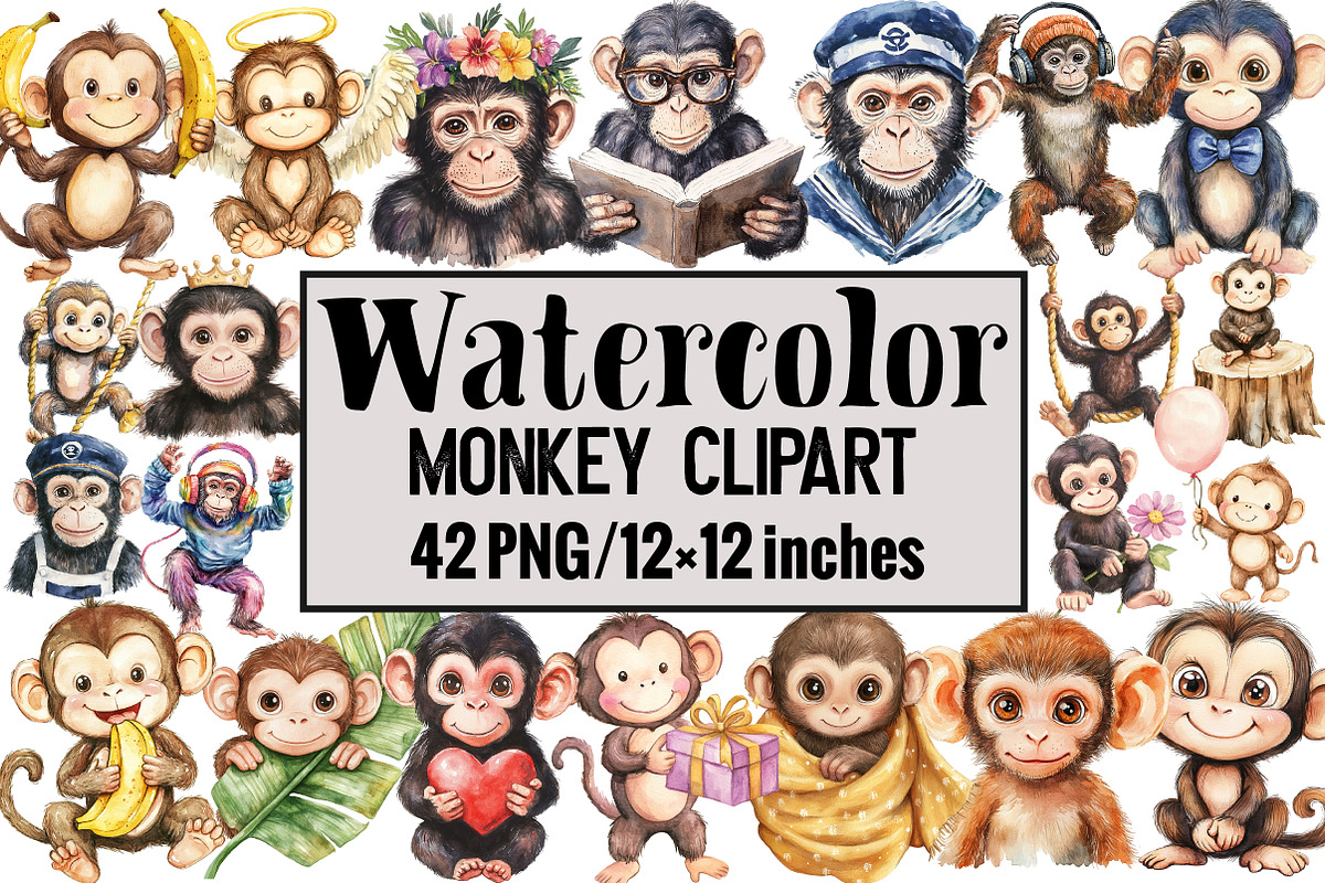 Monkey Clipart, an Illustration by Design Market (Photo 1 of 3)