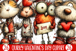 Quirky Valentine's Day Clipart, an Illustration by Designking